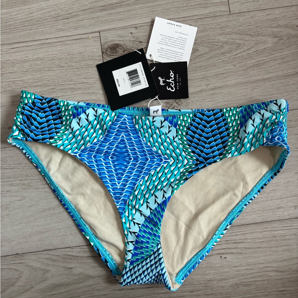 Echo Design Havana Geo‎ Ruched Bikini Bottom NWT Size Large